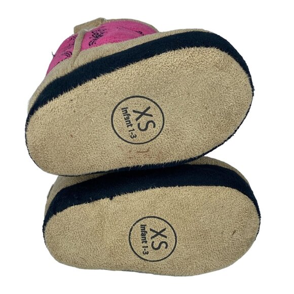 Lazy One Baby Girl Size XS Infant 1-3 Pink and Brown Cowgirl Boots Fizzy Lining - Picture 8 of 14